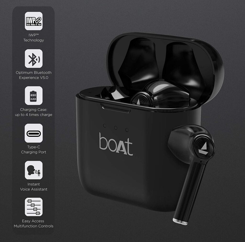 Boat Airdopes 131 Twin Wireless Earbuds and TypeC Charging (Active