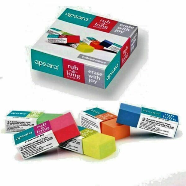 Apsara Rub A Long Non-Toxic Eraser (Multicolor) pack of 20 pcs