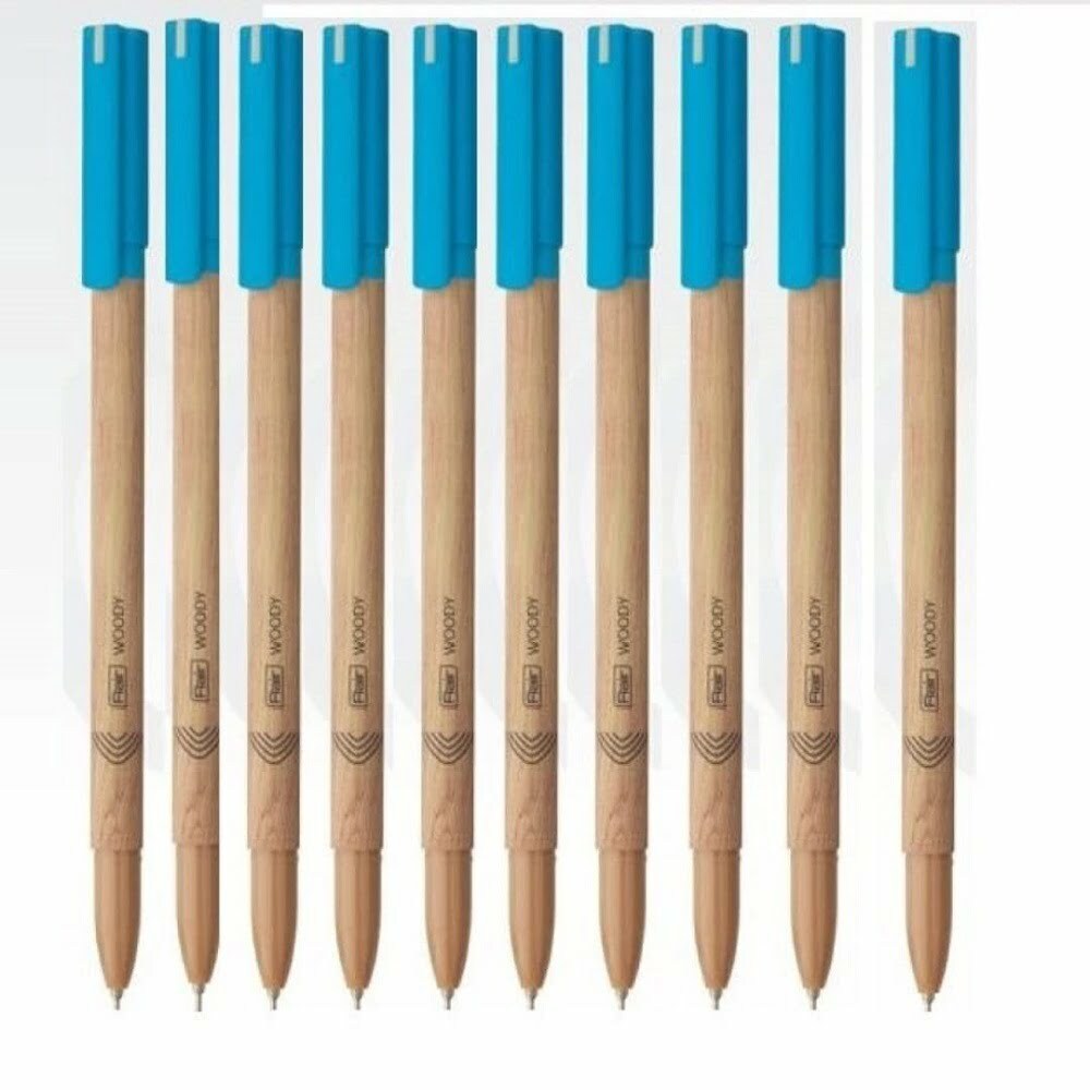 Flair Woody longest writing Ball Pen Pack of 10 (Blue)