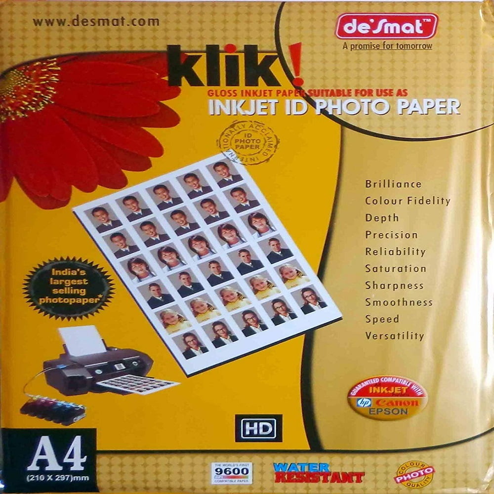 Desmat Glossy Photo Paper A4 Size,50 Sheets, 180gsm