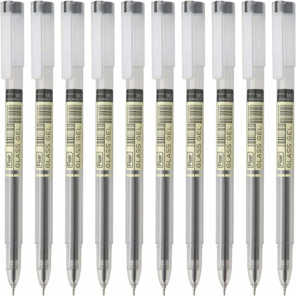 Flair Glass Gel Pen Pack of 10 (Black)