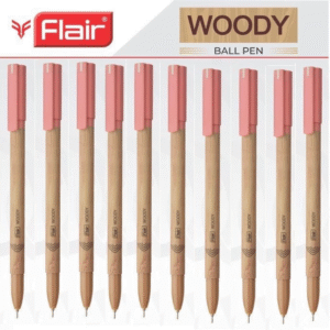 Flair Woody longest writing Ball Pen Pack of 10 (Red)
